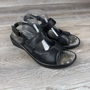 Mephisto Mobils Black Leather Sandals Sling Back 40 US Womens 10‎